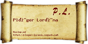 Pláger Loréna névjegykártya